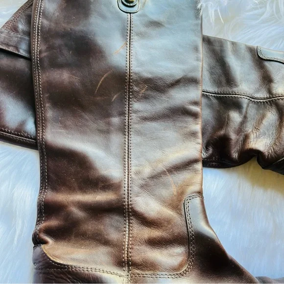 Frye boots - size 7.5 dark brown all leather pull on boots - Picture 8 of 9